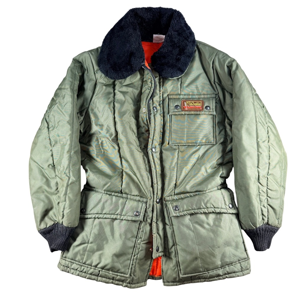 VIntage Walls Blizzard-Pruf Parka Jacket Insulated Faux Fur Green Medium USA